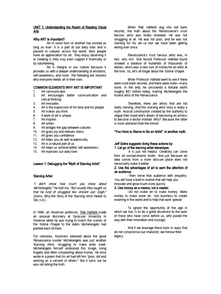 Rva Unit 1 4 Pdf Beauty The Arts