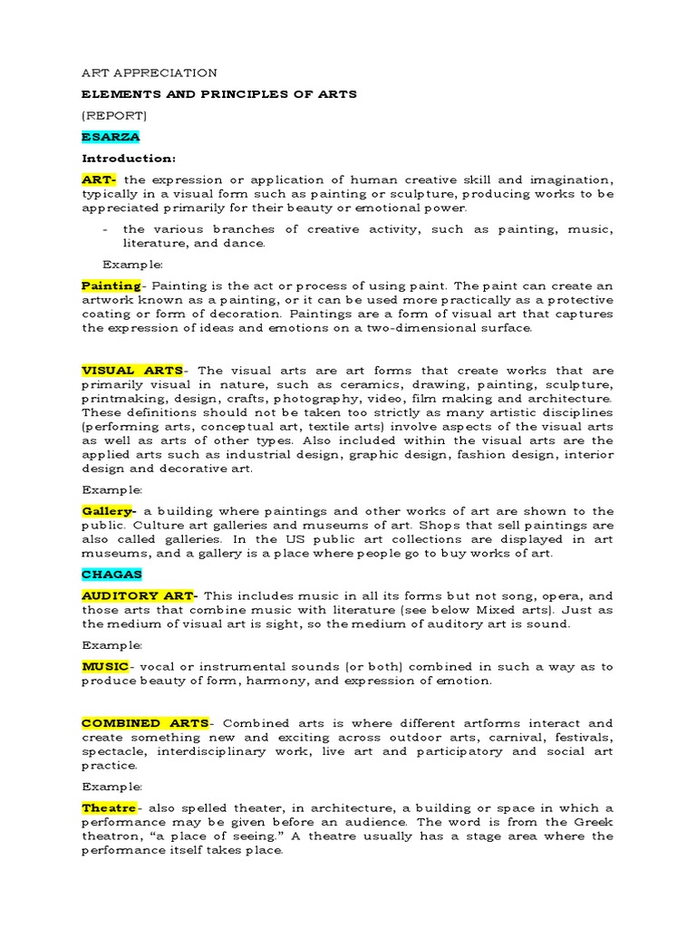 Art Appreciation Reporting | PDF | The Arts | Aesthetics