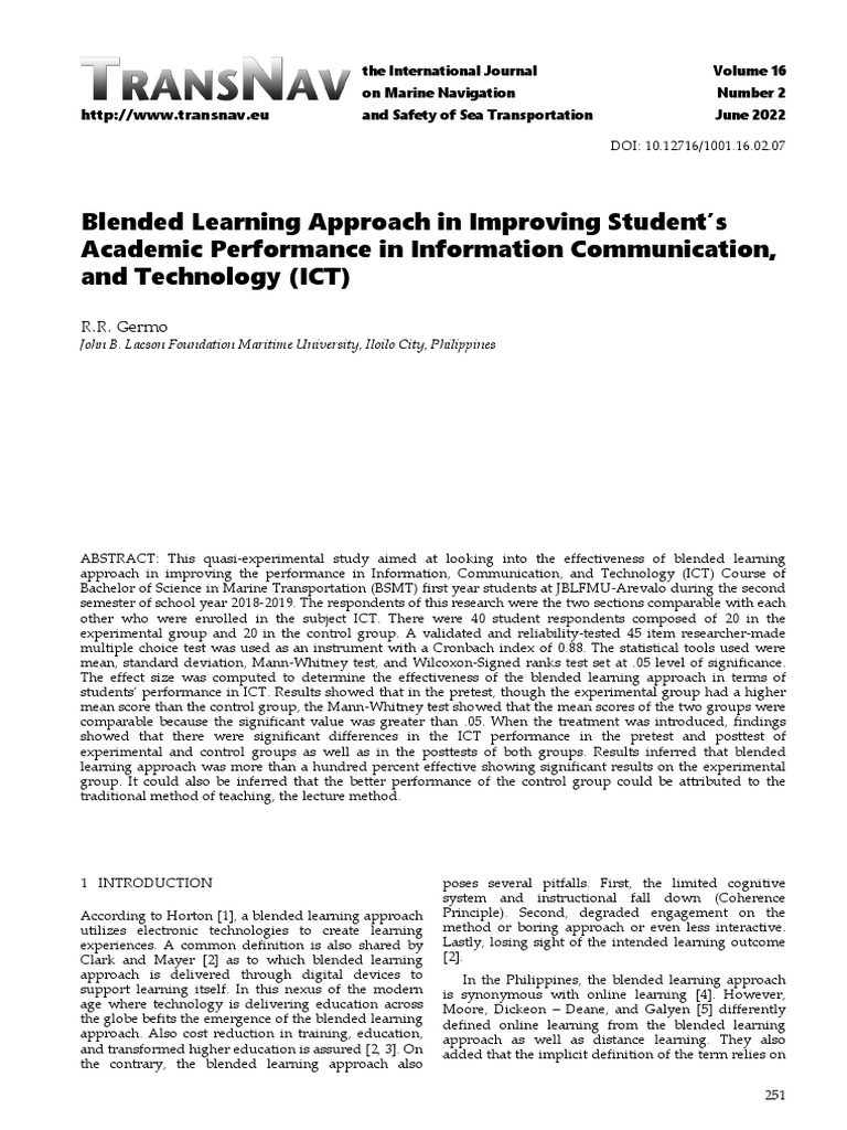 Blended Learning Approach in Improving Student's Academic Performance ...