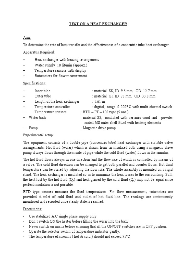Heat Exchanger Concentric Tube PDF Pipe (Fluid Conveyance) Heat
