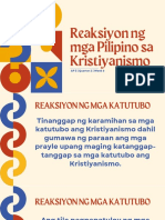 Reaksiyon NG Mga Pilipino Sa Kristiyanismo: AP 5 - Quarter 2 - Week 6