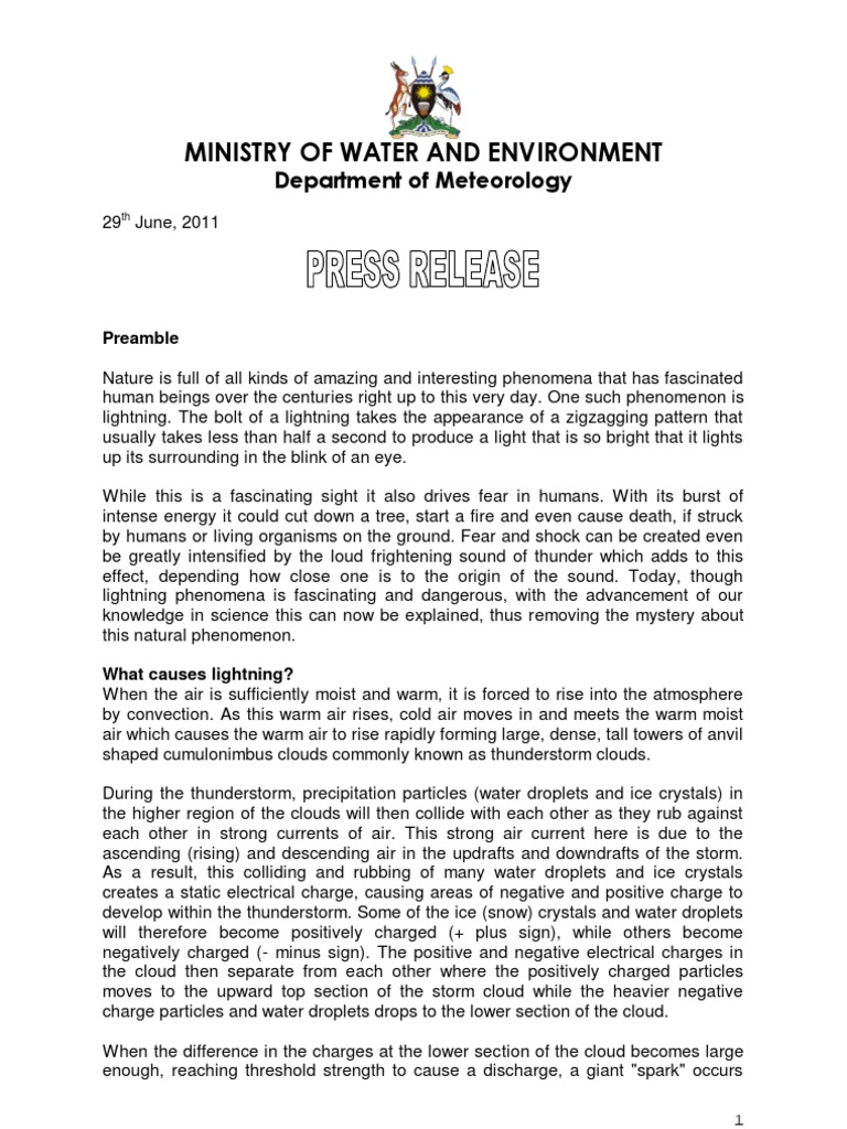 Lightening Press Release Ministry of Water and Environment June 2011