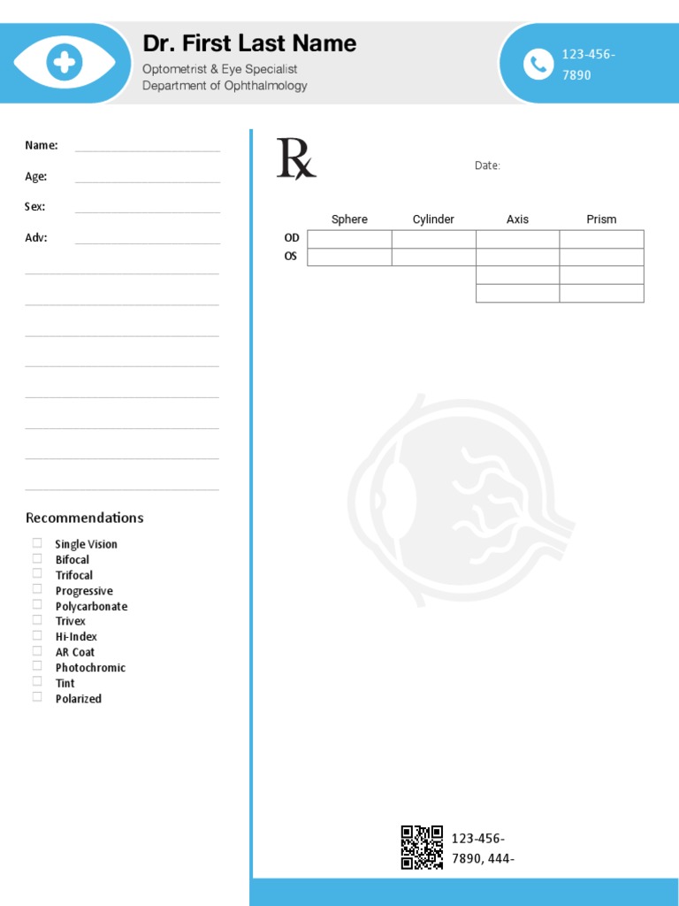 Optometrist Prescription Template | PDF