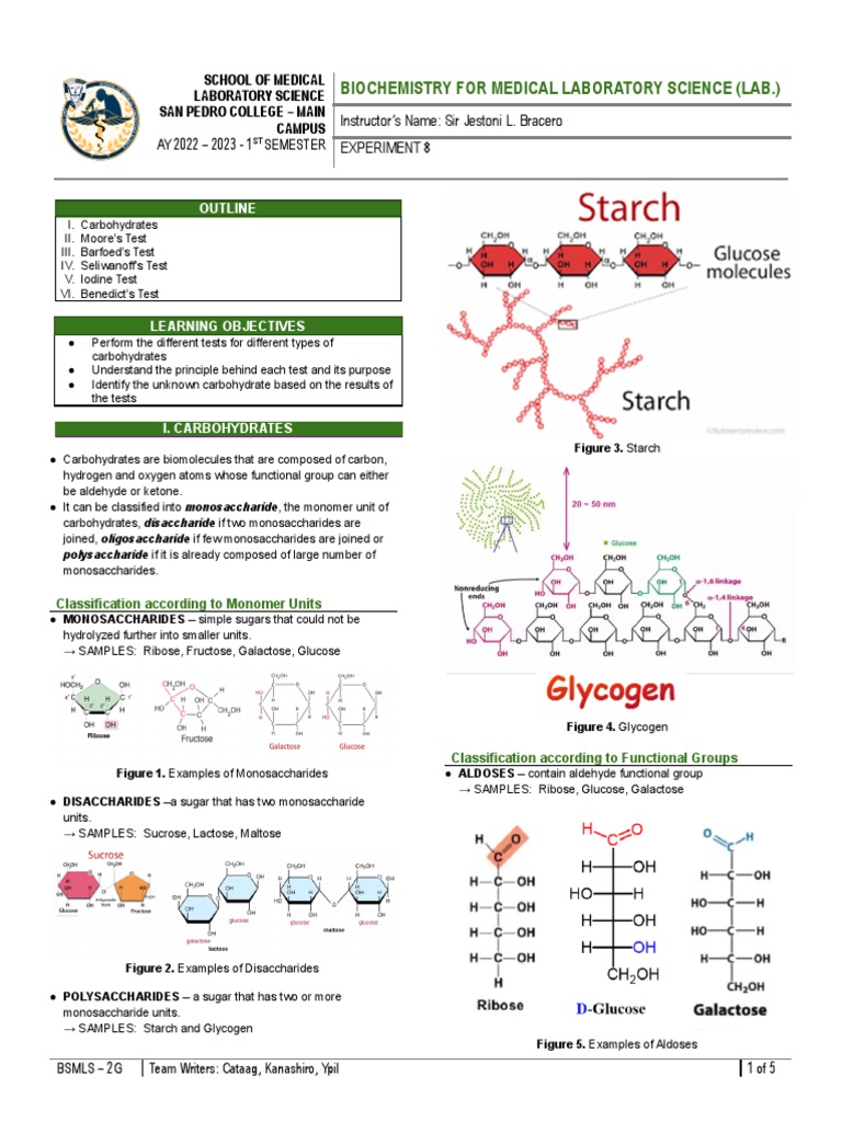 Carbohydrate Testing Lab Procedures | PDF | Carbohydrates | Glucose
