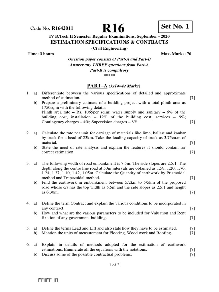 ESTIMATION SPECIFICATIONS & CONTRACTS Sept 2020 PDF Real Estate