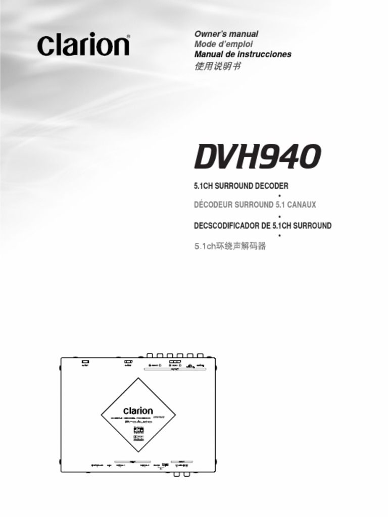 Clarion DVH940 5.1 Surround Decoder Owners Manual | PDF | Loudspeaker