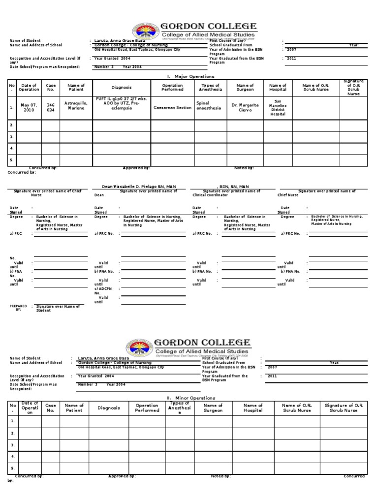 Cases on Prc Form | Nursing | Academic Degree