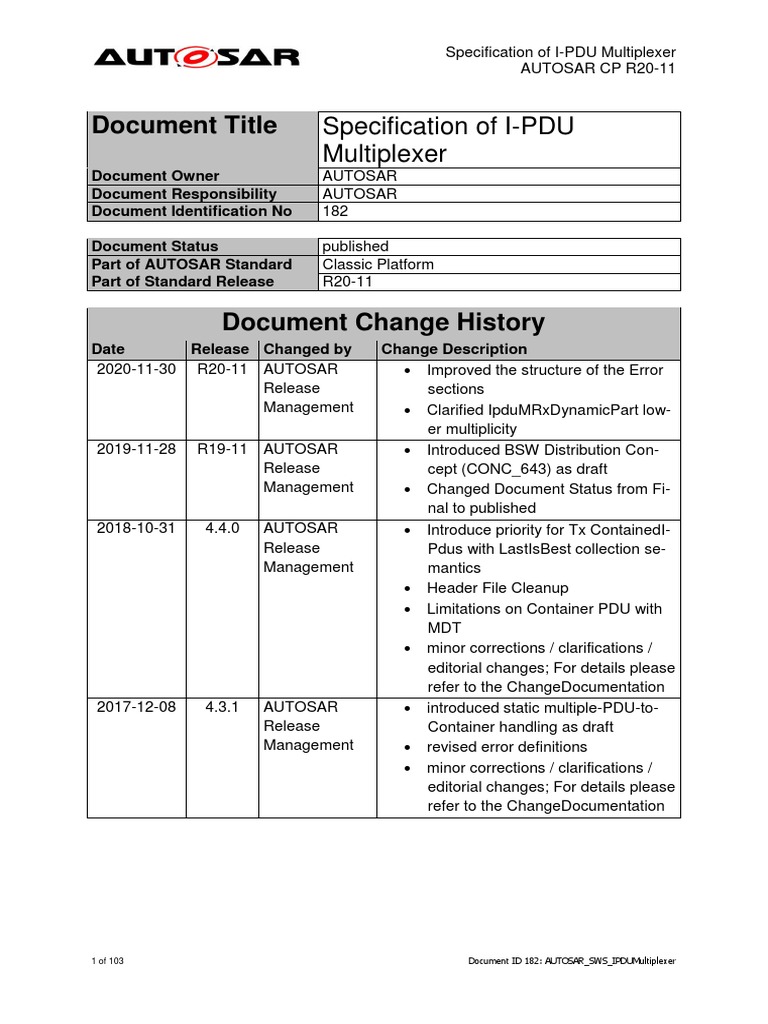 Autosar Sws Ipdumultiplexer | PDF | Specification (Technical Standard ...