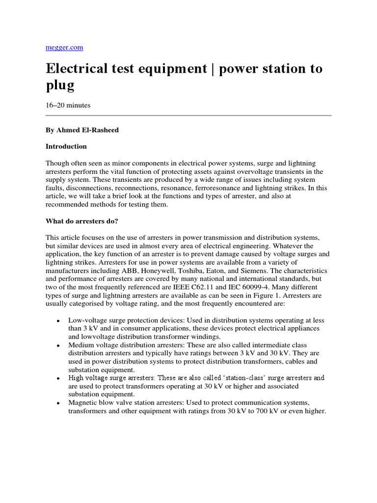 Surge and Lightning Arresters | PDF | Electric Power Distribution ...