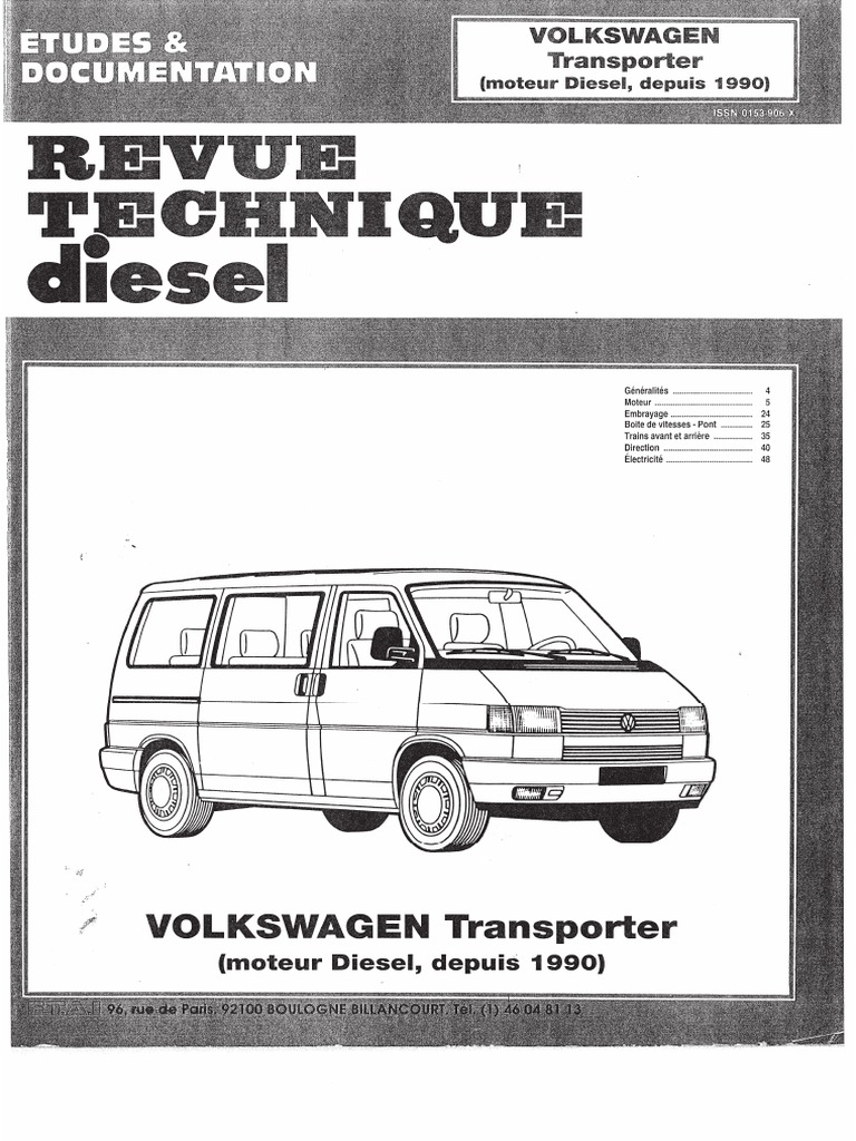 RTA VOLKSWAGEN Transporter Diesel 1990 | PDF