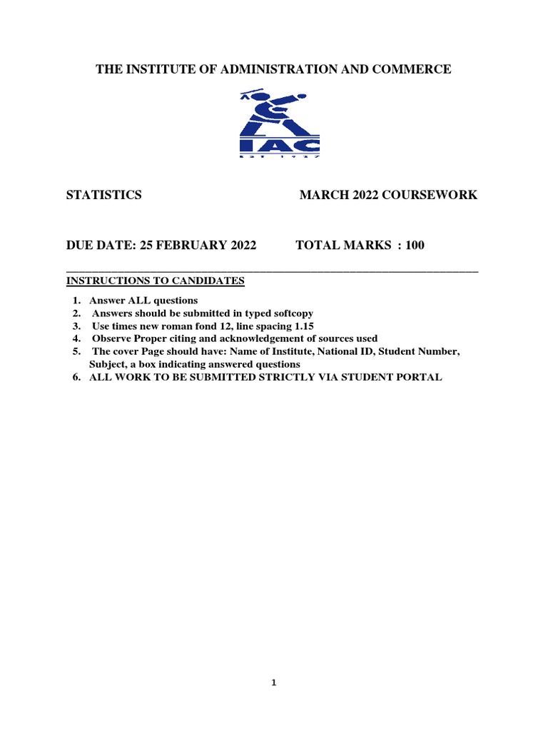 Statistics Coursework On Sampling Techniques Probability Regression