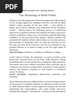 The Memeing of Mark Fisher, Mike Watson