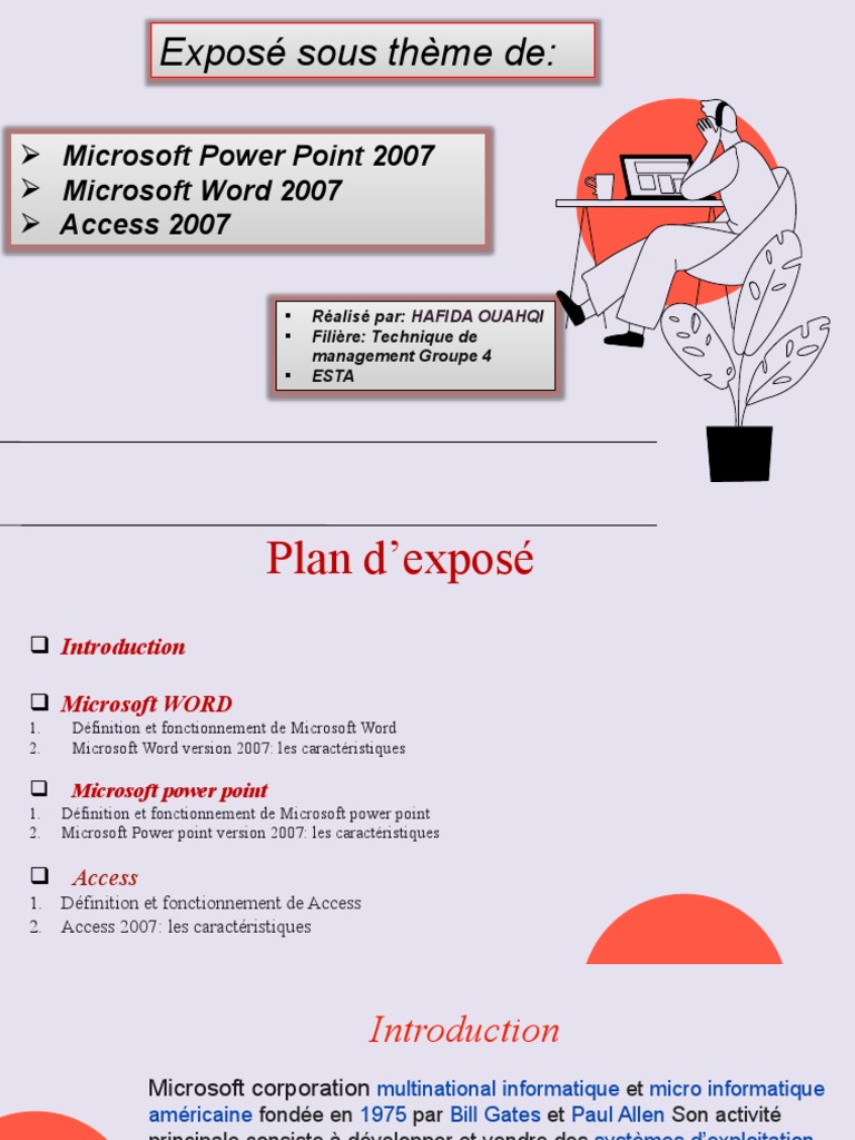Exposé sur Microsoft Word 2007 | PDF | Microsoft Word | Microsoft Access