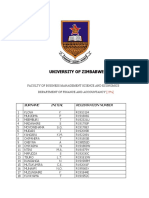 Zimbabwe University Department of Finance Exam Results
