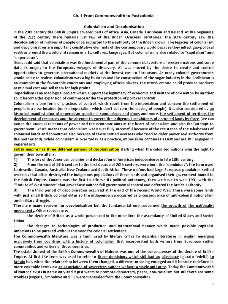 Decolonisation and Colonial Legacies | PDF | Colonialism | Postcolonialism
