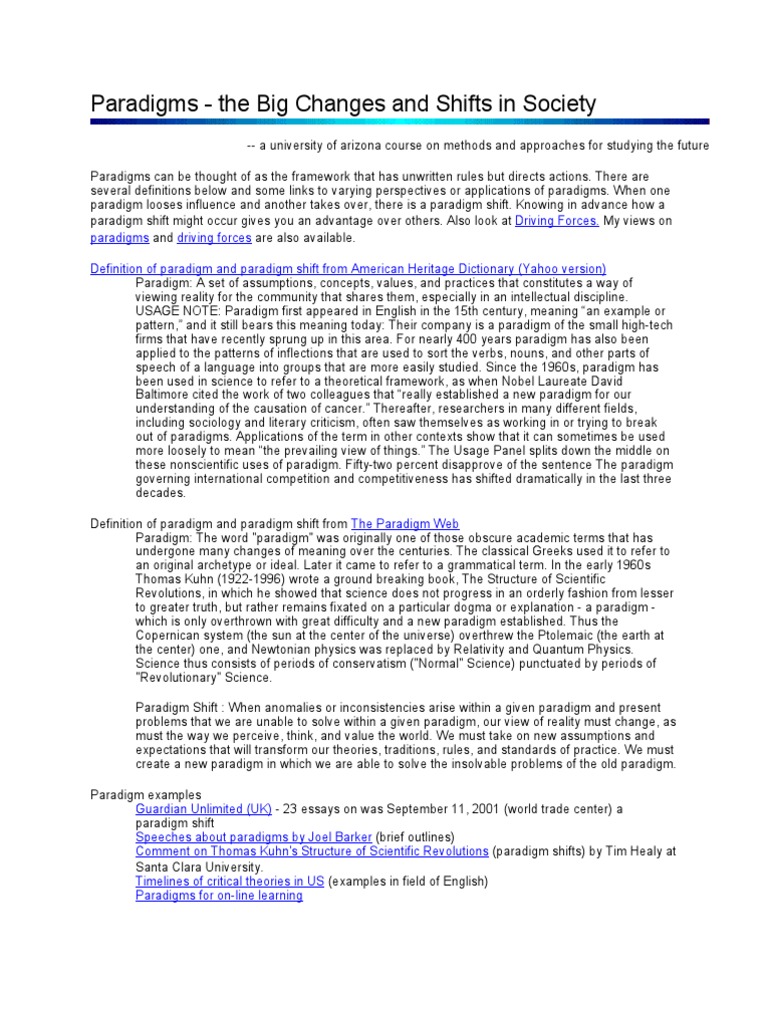 Understanding Paradigm Shifts in Society | PDF | Paradigm | Cognitive ...