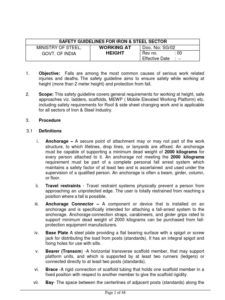 SG02 Safety Guideline For Working at Height PDF Scaffolding