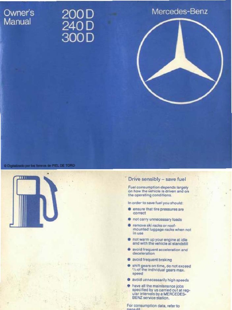 1977 MERCEDES 240D FACTORY SERVICE MANUAL PDF visual data 2