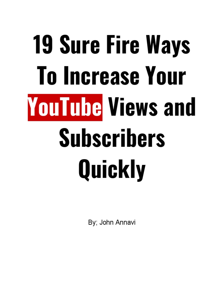 19 Ways to Boost YouTube Views Fast | PDF | You Tube | Search Engine ...