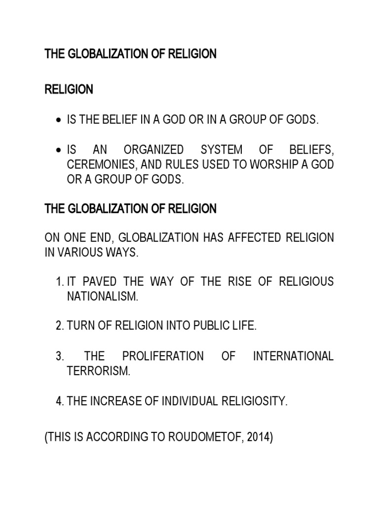 The Globalization Of Religion Pdf