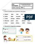 Examen de Razonamiento Verbal - 1ero Primaria