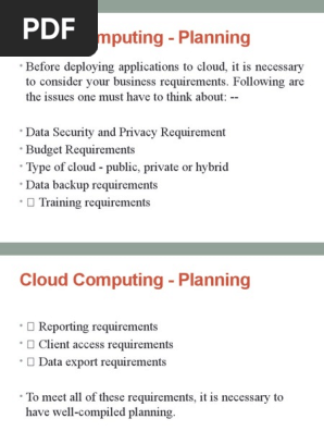 Cloud Computing Planning