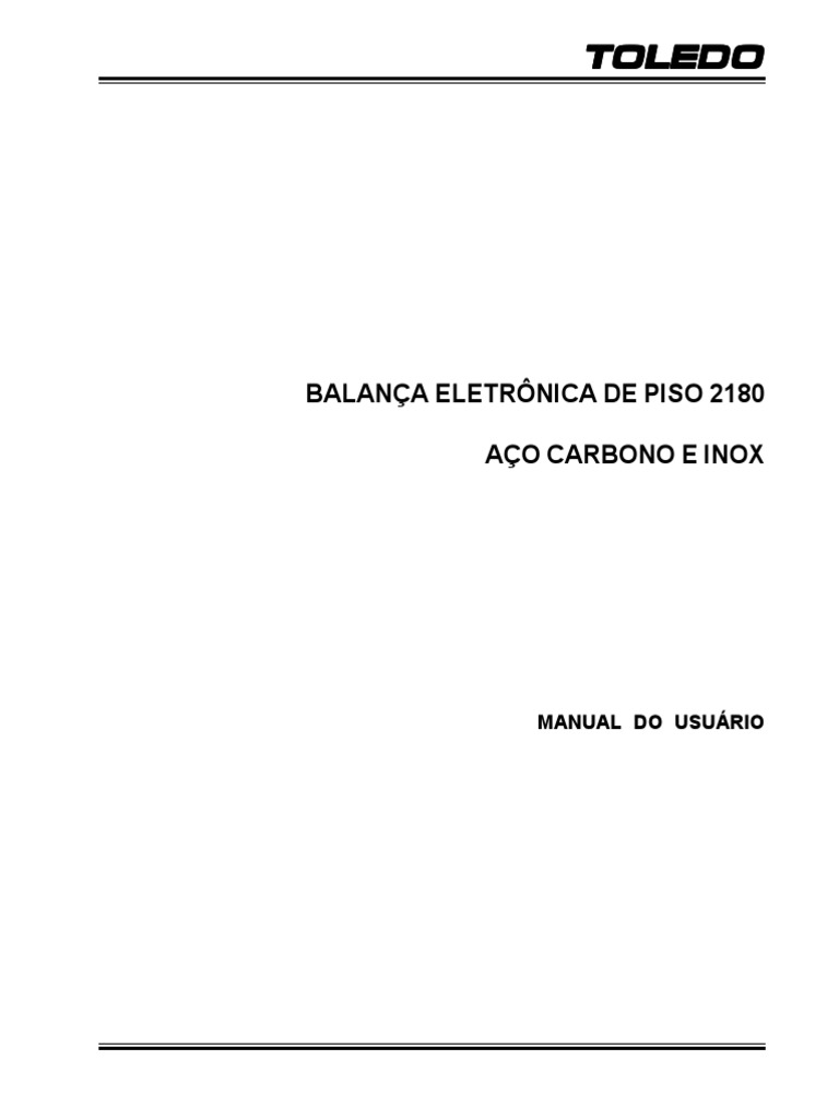 Manual da Balança Toledo 2180 | PDF | ISO 9000 | Qualidade (negócios)