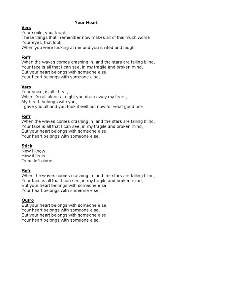 Your Heart Lyrics PDF