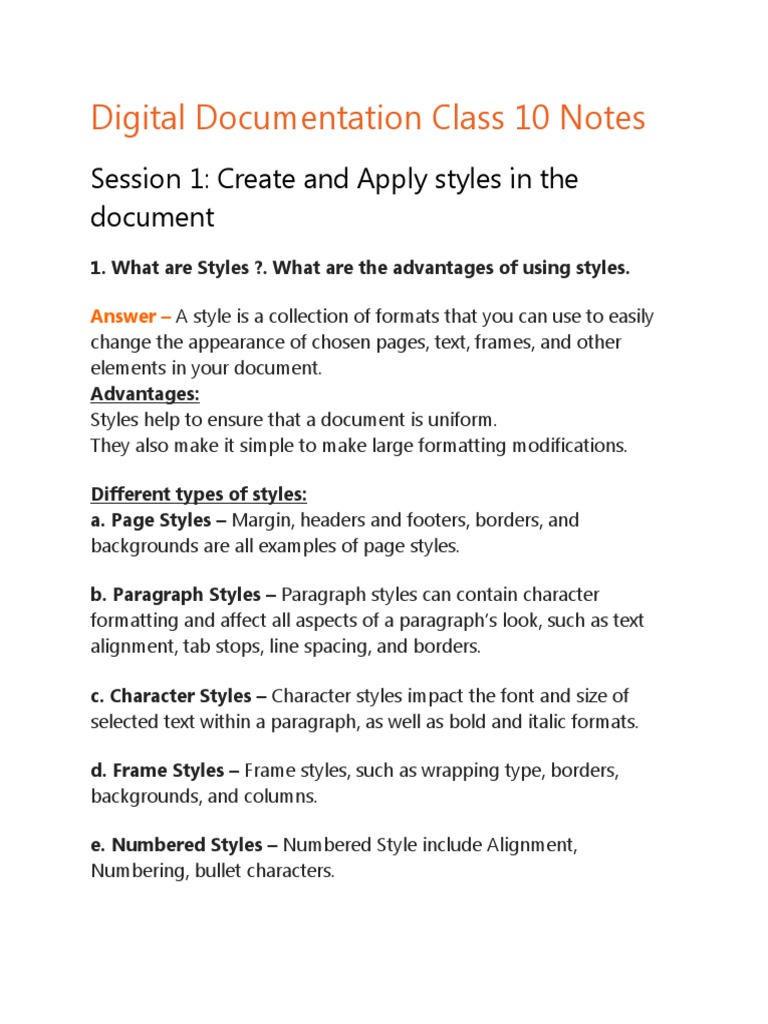Digital documentation class 10 notes pdf fax document