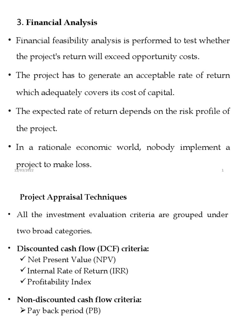 Financial Feasibility Analysis Overview | PDF | Net Present Value ...
