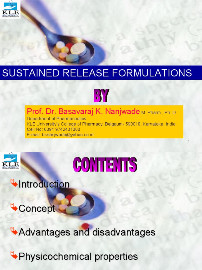 Sustained Release Formulations PDF Solubility Pharmacokinetics