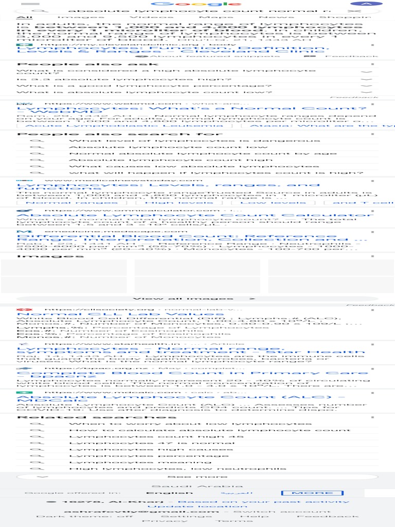 Absolute Lymphocyte Count Normal Range - Google S | PDF | Lymphocyte ...