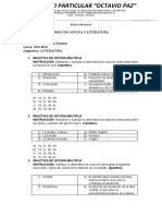 Evaluación Proceso Formativo Ii Lengua y Literatura 1ro Bgu