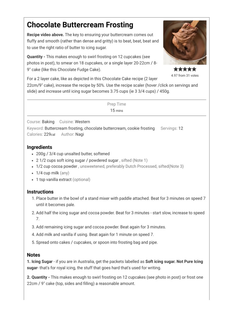 Chocolate Buttercream Frosting Recipe | PDF | Cakes | Chocolate