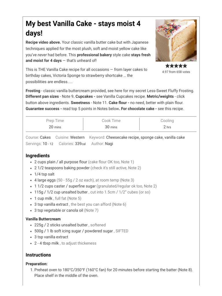 My Best Vanilla Cake Stays Moist 4 Days! RecipeTin Eats PDF