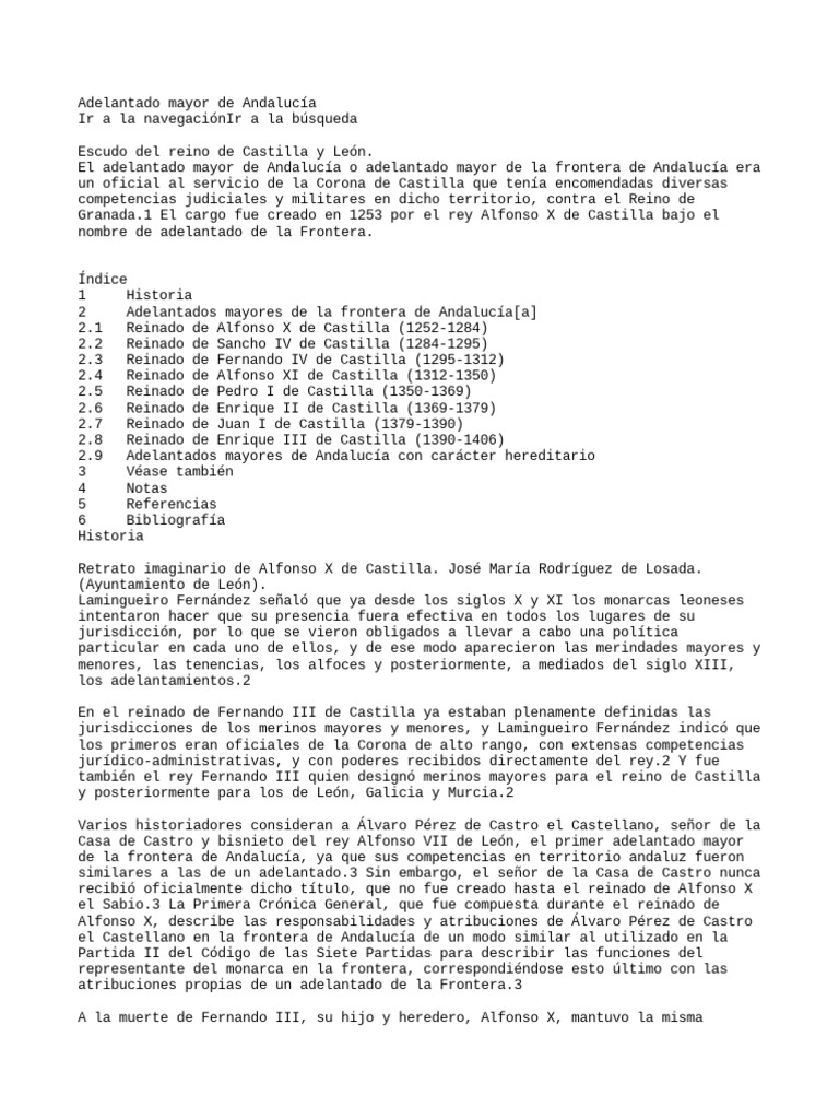 Adelantado Mayor de Andalucía Descargar gratis PDF España Nobleza