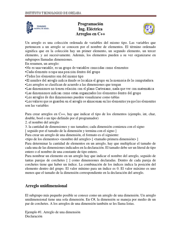 Arreglos en C++: Guía Completa | PDF | Estructura de datos de matriz ...