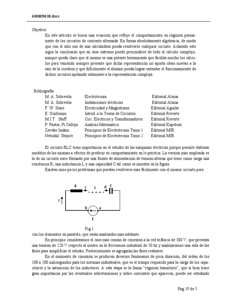 Circuito RLC Serie en Régimen Permanente | PDF