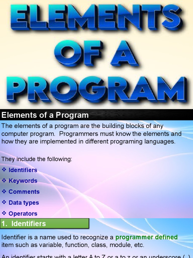 Elements of A Program | PDF