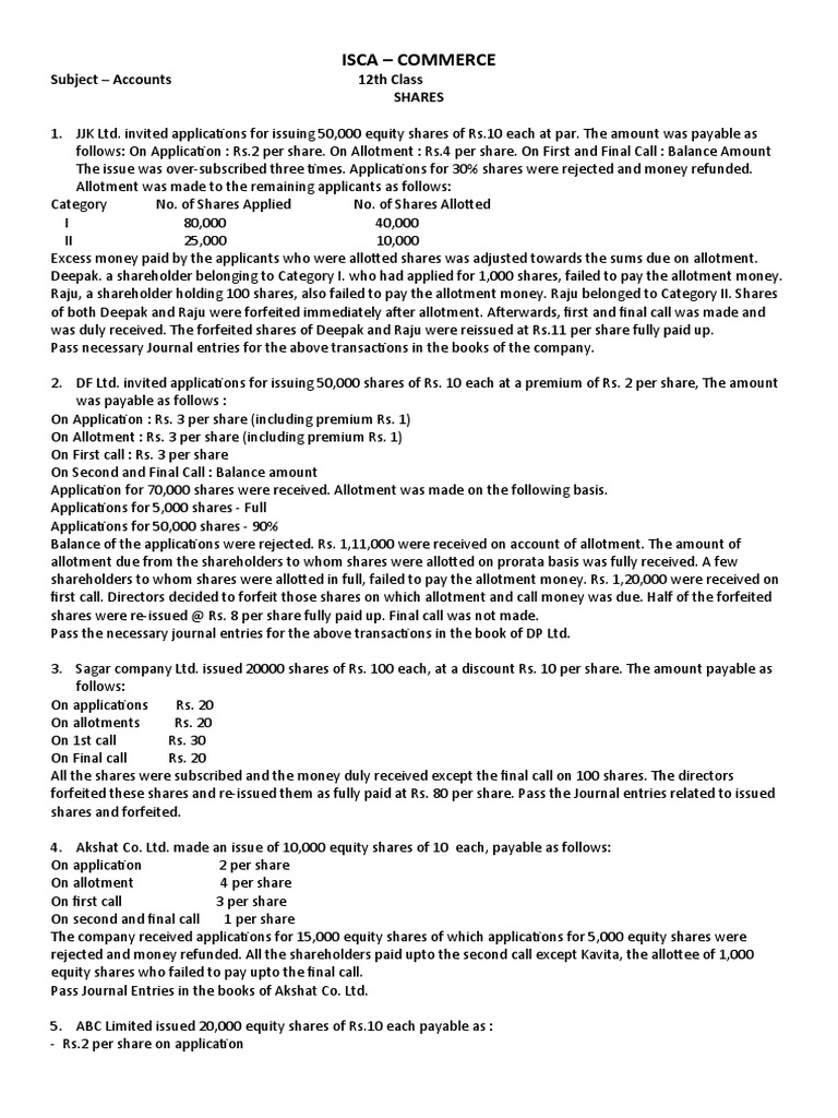 Shares Pdf Equity Finance Stock Market