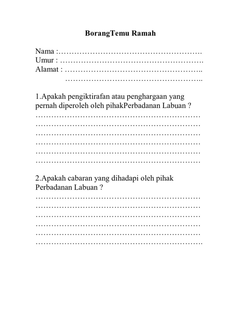 Borang Temu Bual Sejarah Pdf