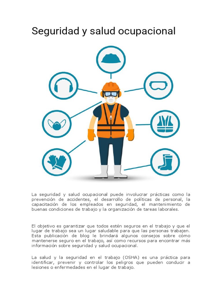 Seguridad y Salud Ocupacional en el Trabajo | PDF | Seguridad y salud ...