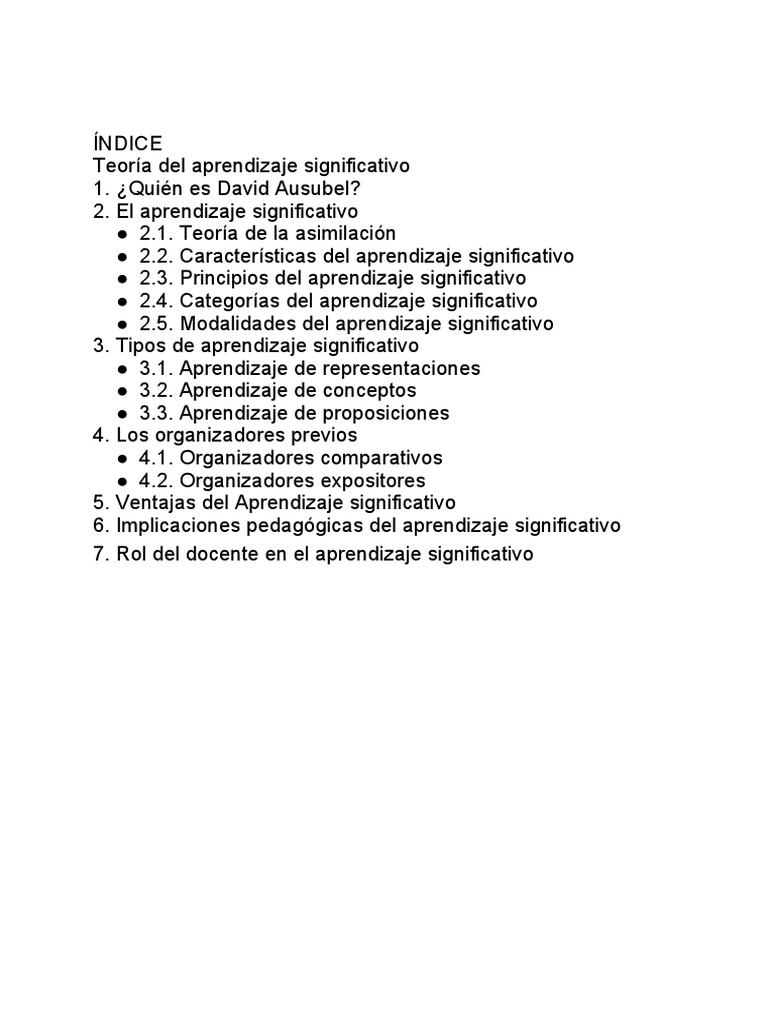 Aprendizaje Significativo | PDF | Aprendizaje | Psicología cognitiva