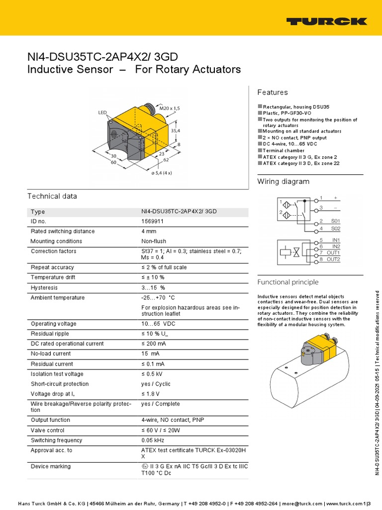 Inductive Sensor for Rotary Actuators | PDF | Electrical Connector ...
