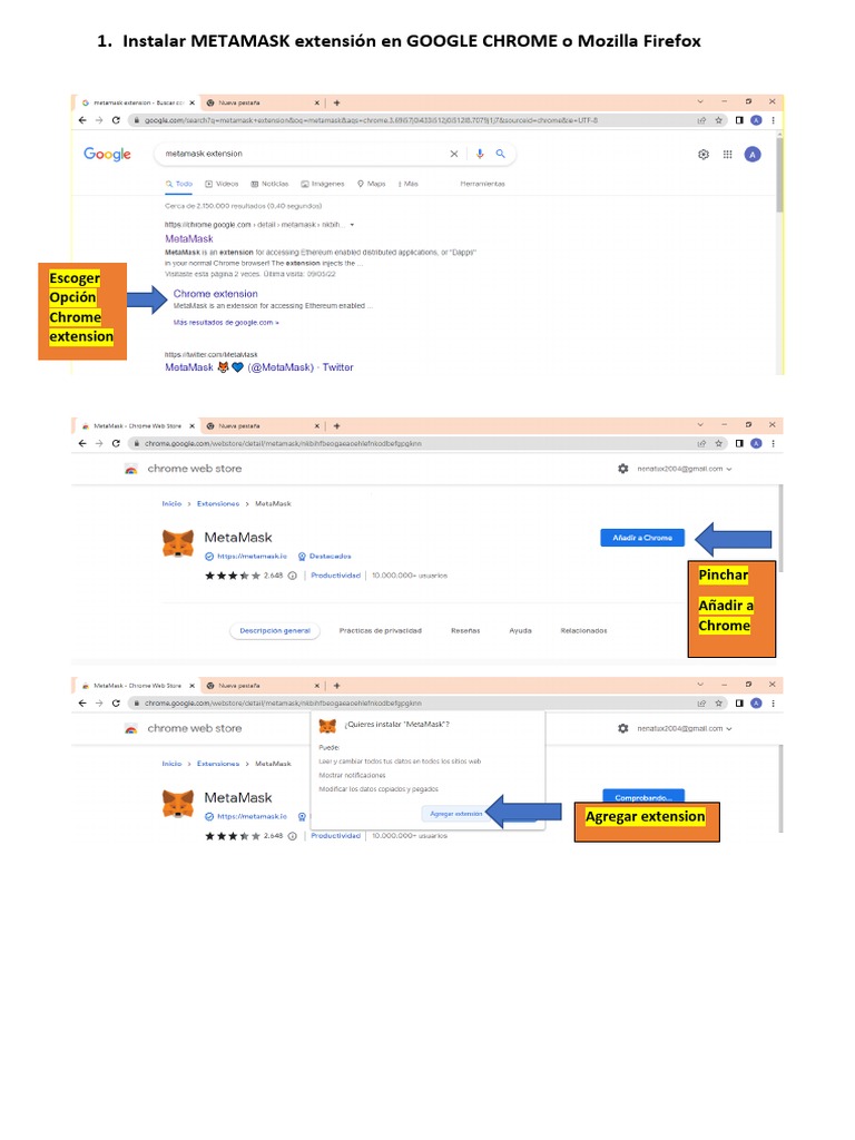 Instalar METAMASK en GOOGLE CHROME o Mozilla Firefox | PDF | Software |  Desarrollo de software