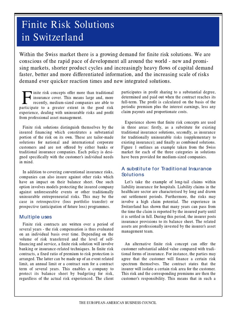Finite Risk Solutions | PDF | Insurance | Risk