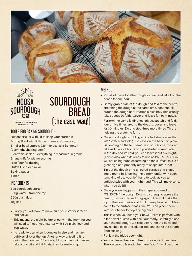 Noosa Sourdough Bread Recipe PDF Dough Breads