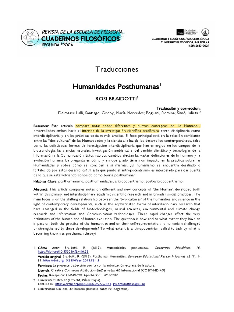 Braidotti (2019) Humanidades Posthumanas | PDF | Poscolonialismo ...