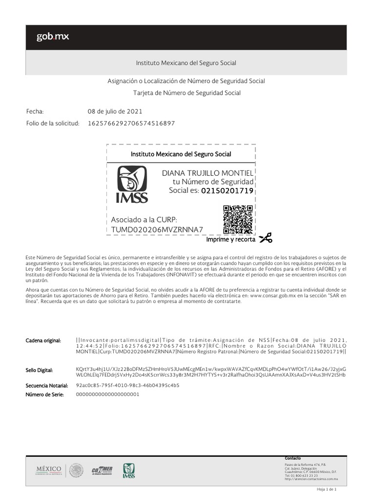 Tarjeta seguro social pdf