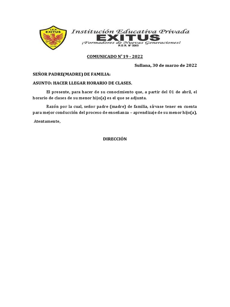 Exitus Comunicado - 019 2022 | PDF